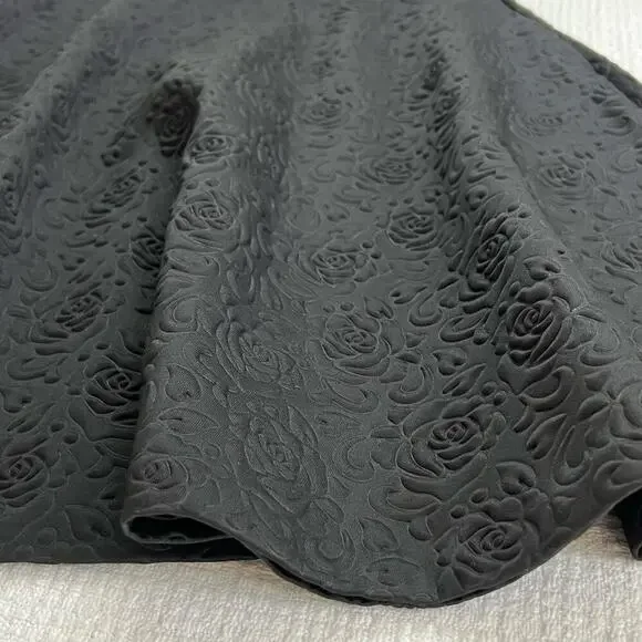 GUESS Los Angeles Circle Skater Skirt XS w/ Pockets Black Embossed Floral - Picture 3 of 13